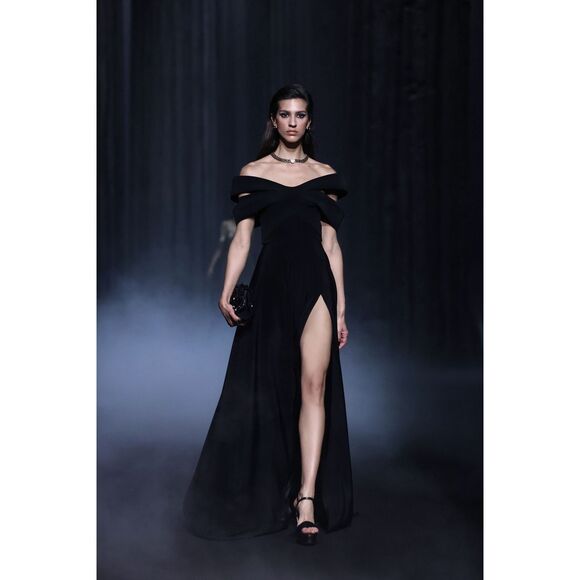 GEORGES HOBEIKA Crêpe Gown With Bow-Like Collar $4625 - Picture 2 of 12